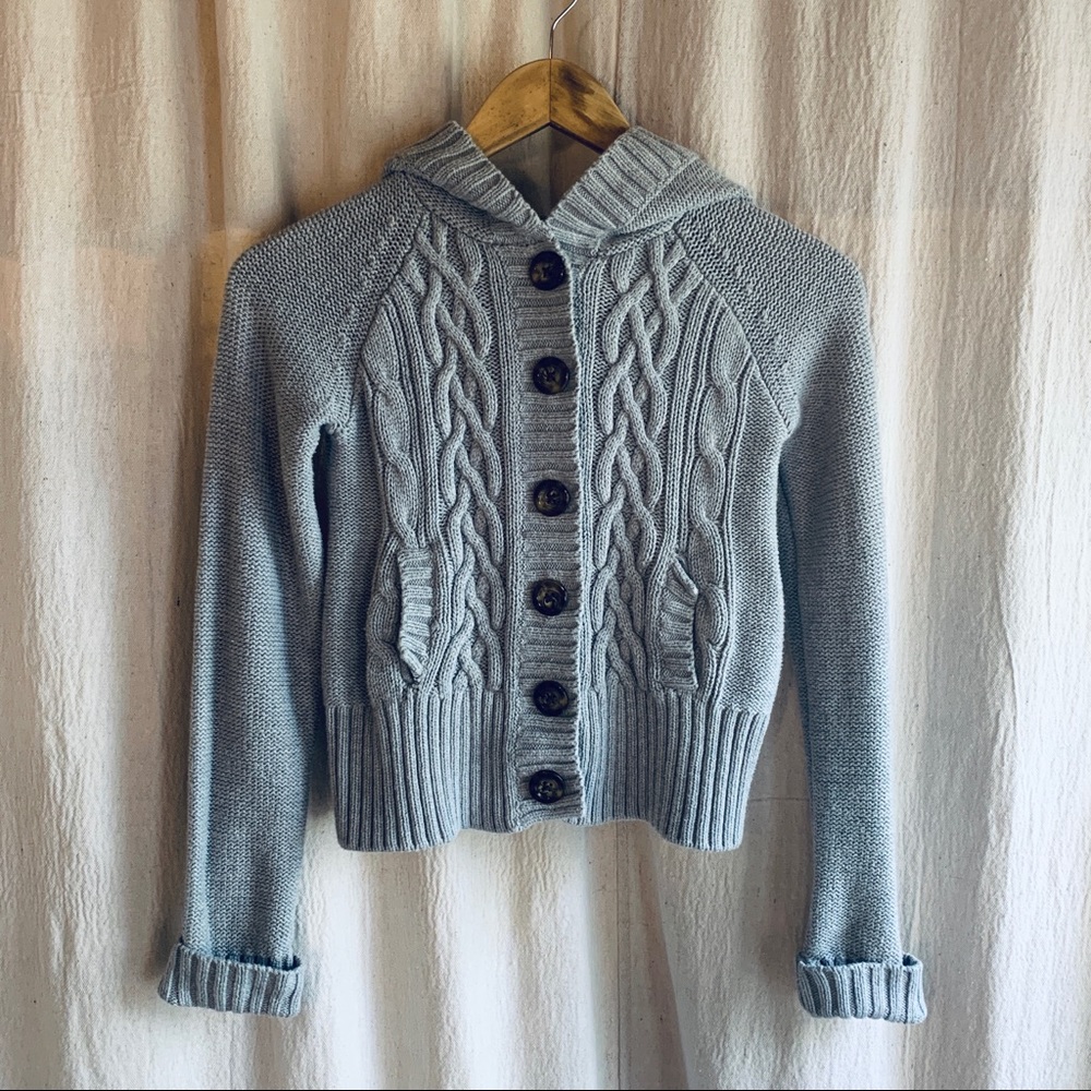 GapKids Gray Hooded Button Cardigan Sweater XL